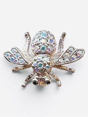 Joan Rivers Silver Bee Brooch with Iridescent Swarovski Crystals